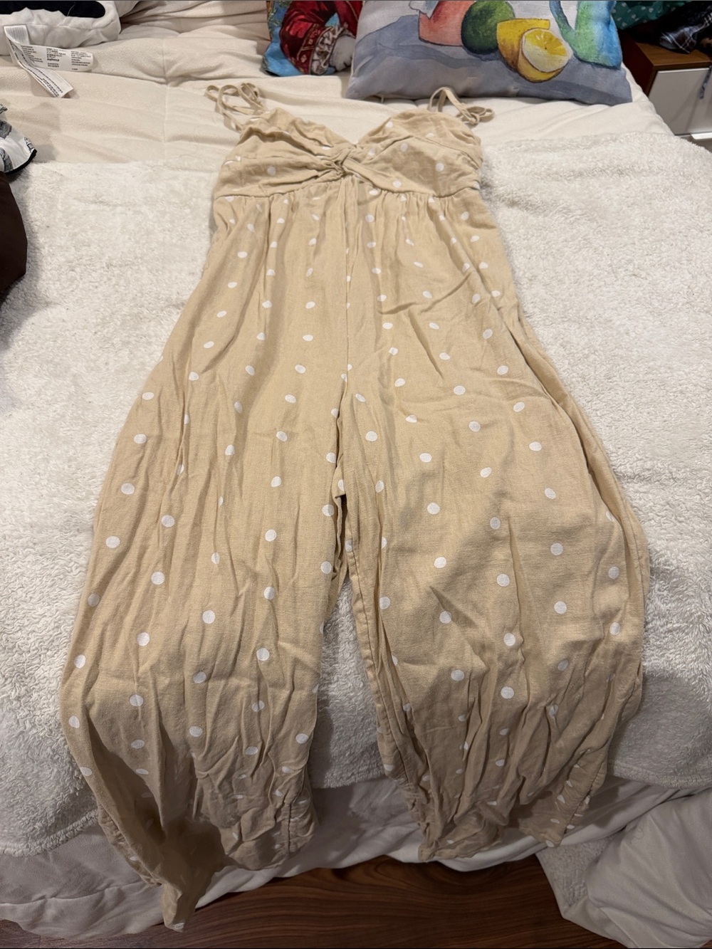 Old Navy Cream Polka Dot Wide-Leg Jumpsuit